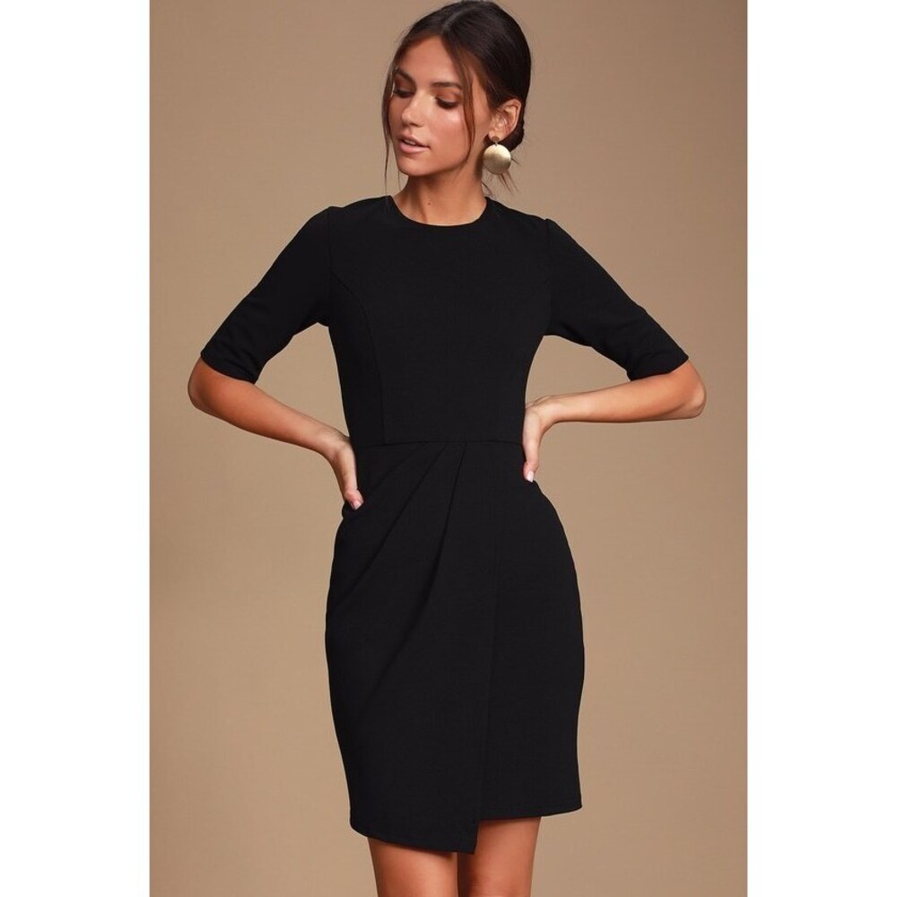 Lulus Westwood Black Half Sleeve Sheath Dress - Size XS